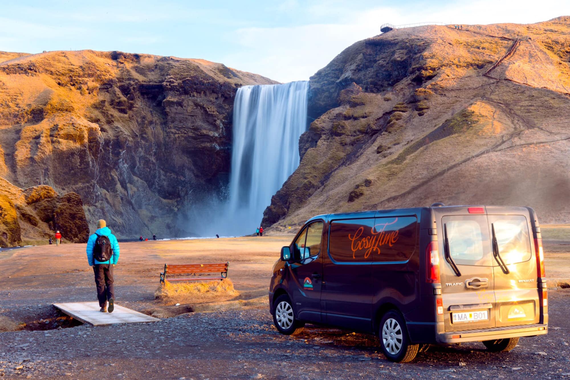 Cozy camper at Seljalandsfoss, Iceland