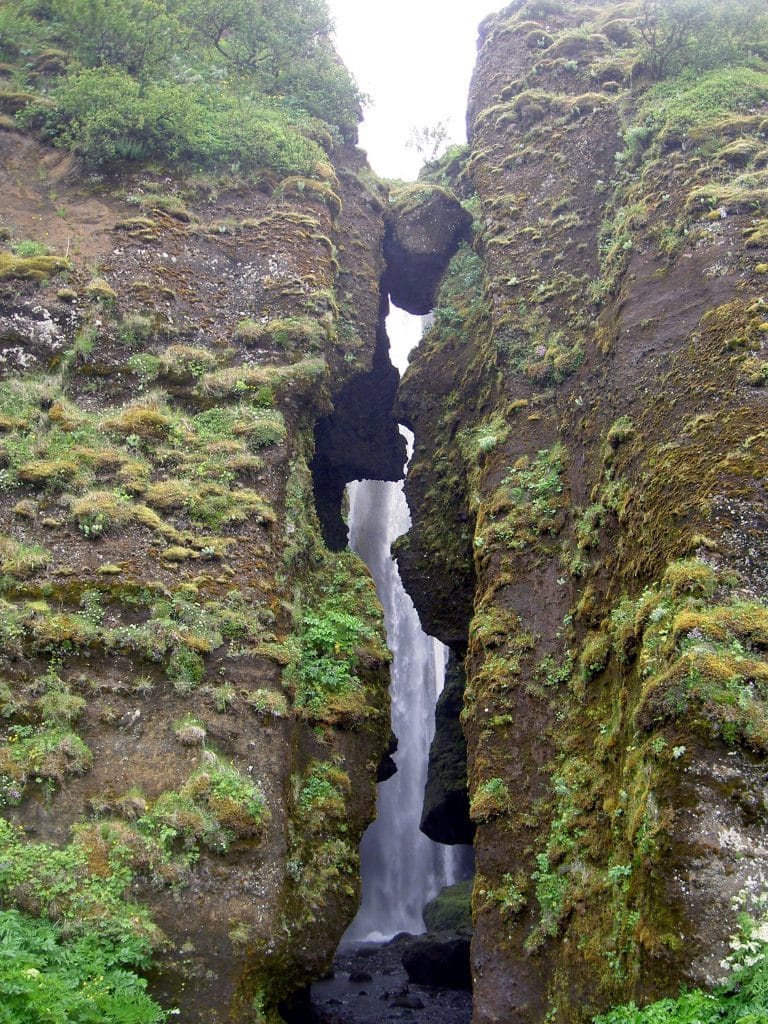 Glufrafoss the hidden waterfall in Iceland