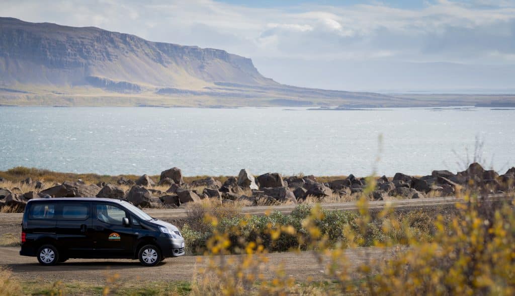 Cozy camper at Icelandic fjord