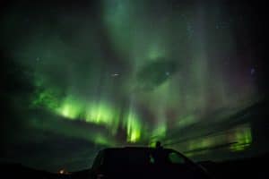 Northern lights in Iceland by campervan