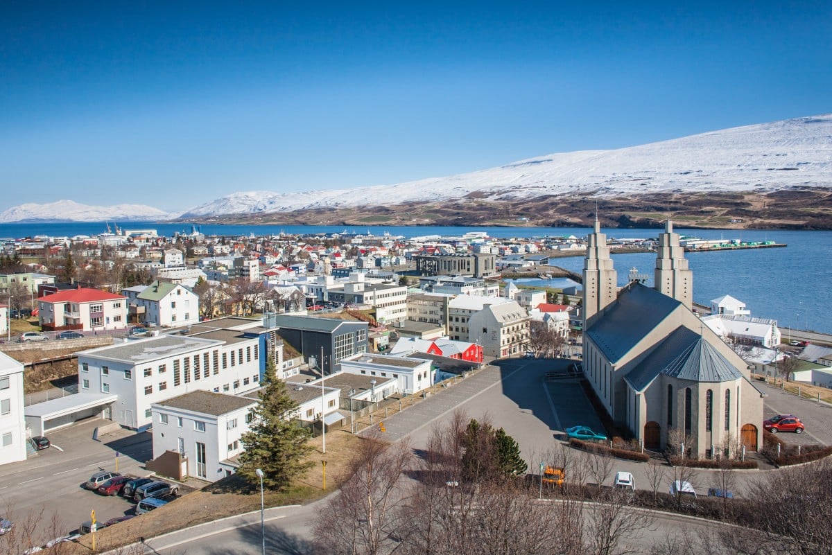 Overlooking Akureyri and the big church