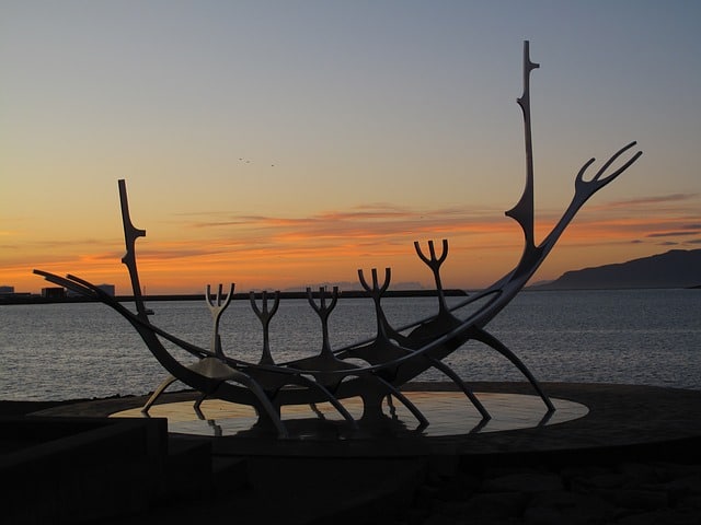 An icelandic viking ship monument