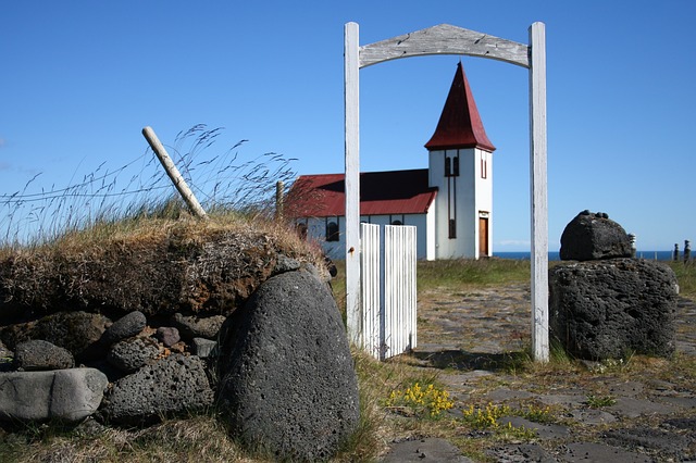 Church in Iceland in summer