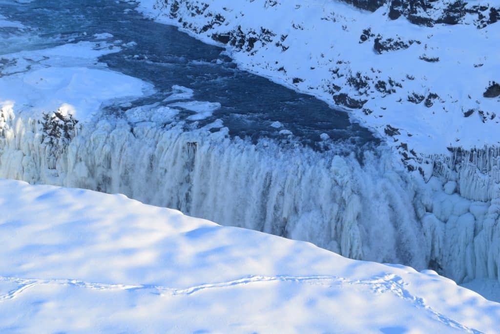 Gullfoss in a winter setting, winter, winter travel in Iceland, travel in Iceland