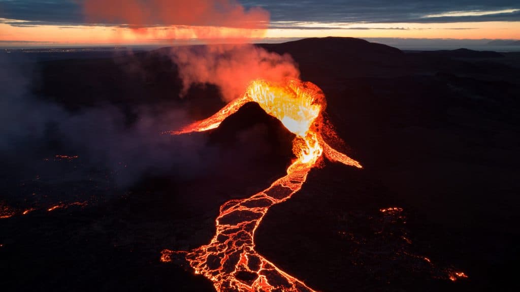 Volcano erupting in Iceland