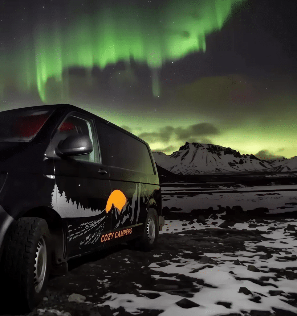 Cozy Camper Underneath the Aurora in Iceland